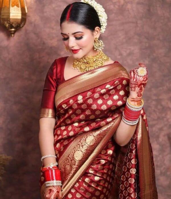 classic-red-and-gold-makeup-look-for-karva-chauth